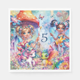 En Papier Serviette de fête de la forêt féerique magique