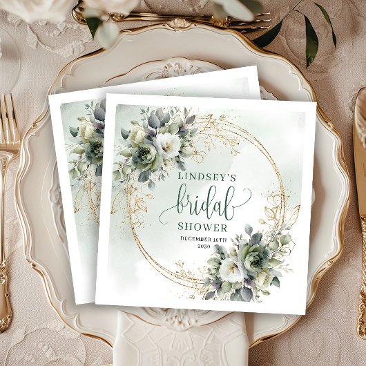 En Papier Serviette de fête de mariage dorée à la verdure à 