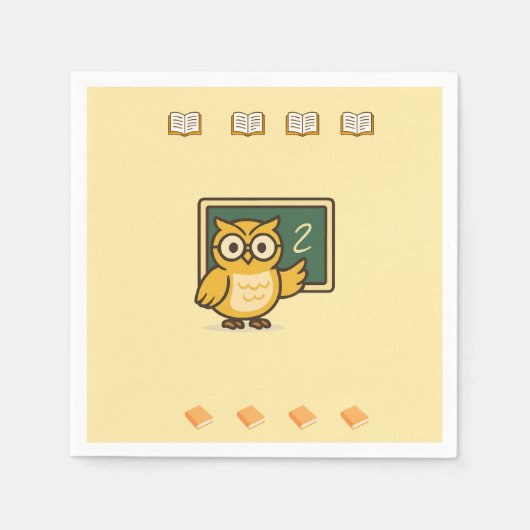 En Papier Serviette de fête pour enseignant chouette (Devant)