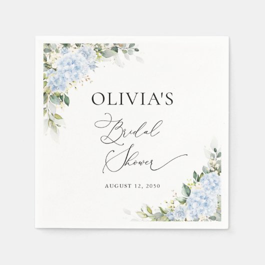 En Papier Serviette de fête prénuptiale florale Hydrangea bl (Devant)