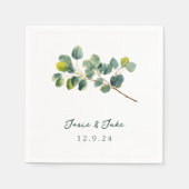 En Papier Serviette de mariage à branche d'eucalyptus (Devant)