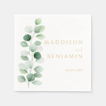 Serviette de mariage à feuillage d'eucalyptus mode