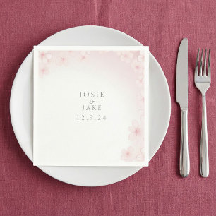 En Papier Serviette de mariage à fleurs de cerisier rose ten