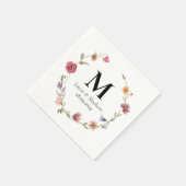 En Papier Serviette de mariage à monogramme de fleur sauvage (Coin)