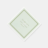 En Papier Serviette de mariage à monogramme vert mousse (Coin)