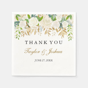 En Papier Serviette de mariage à motif de feuille florale aq