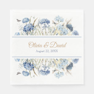 En Papier Serviette de mariage à motif d'hortensia Blue Cham