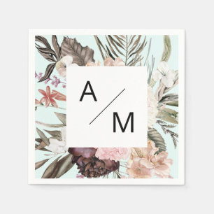 En Papier Serviette de mariage à motif floral monogramme