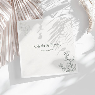 En Papier Serviette de mariage botanique vert sauge minimali