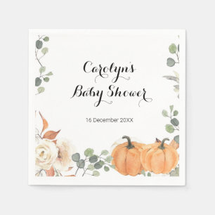 En Papier Serviette de mariage champêtre avec citrouille