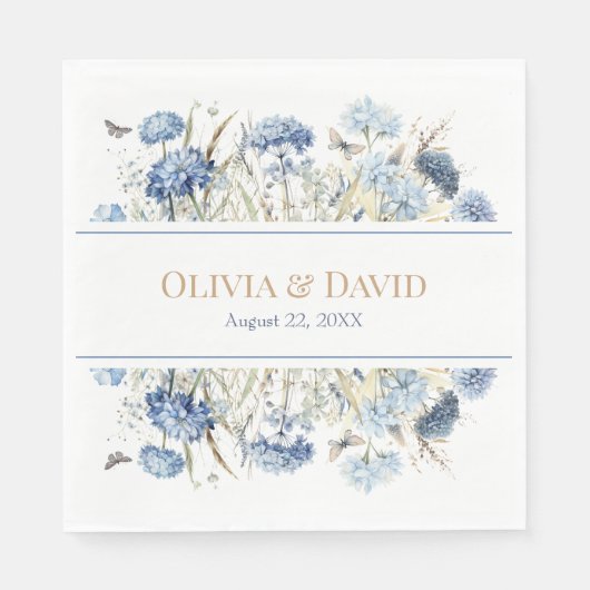En Papier Serviette de mariage classique Hydrangea Champagne (Devant)