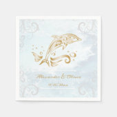 En Papier Serviette de mariage dauphin or (Devant)
