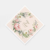 En Papier Serviette de mariage Elegant Blush & Peach Peony (Coin)