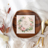 En Papier Serviette de mariage Elegant Blush & Peach Peony