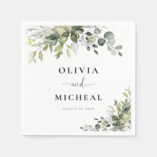 En Papier Serviette de mariage Eucalyptus (Devant)