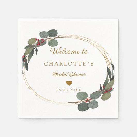 En Papier Serviette de mariage Eucalyptus moderne et élégant (Devant)