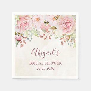 En Papier Serviette de mariage fleurie rose vintage pour la 