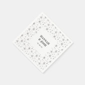 En Papier Serviette de mariage florale moderne noire (Coin)