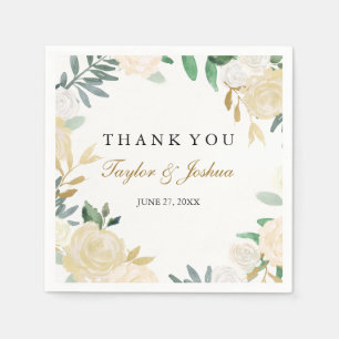 En Papier Serviette de mariage Merci Couronne Blush Gold
