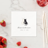 En Papier Serviette de mariage moderne pour chat simple noir (En situation)