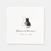 En Papier Serviette de mariage moderne pour chat simple noir (Devant)