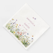 En Papier Serviette de mariage Papillons Fleur Sauvage (Coin)