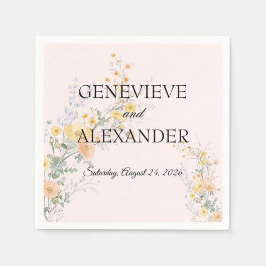 En Papier Serviette de mariage personnalisée Fleur sauvage p (Devant)