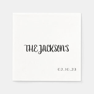 En Papier Serviette de mariage simple avec nom de famille de