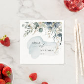 En Papier Serviette de mariage verdure bleu foncé (En situation)