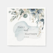En Papier Serviette de mariage verdure bleu foncé (Devant)