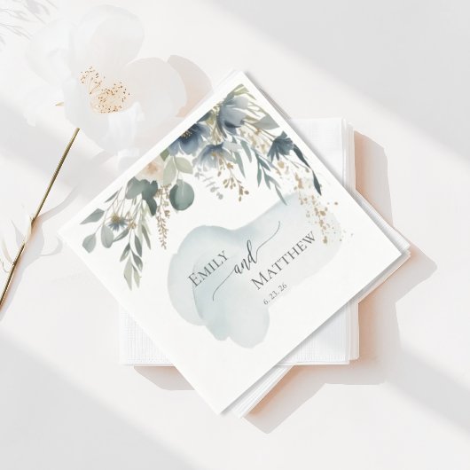 En Papier Serviette de mariage verdure bleu foncé