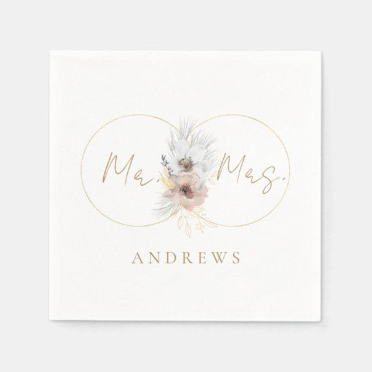 En Papier Serviette de mariages monogram floral (Devant)