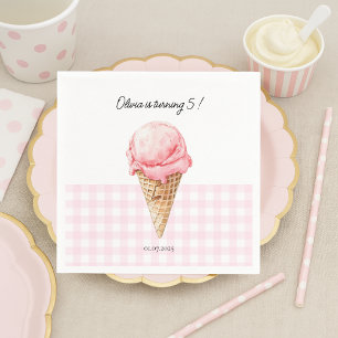 En Papier Serviette de naissance Cône de glace rose Person
