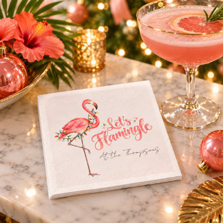 En Papier Serviette de Noël à l'aquarelle flamant rose amusa