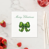 En Papier Serviette de Noël au ruban vert (En situation)
