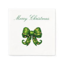 Serviette de Noël au ruban vert