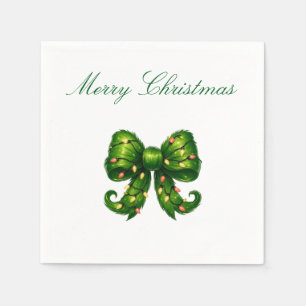 En Papier Serviette de Noël au ruban vert