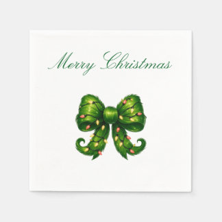 En Papier Serviette de Noël au ruban vert