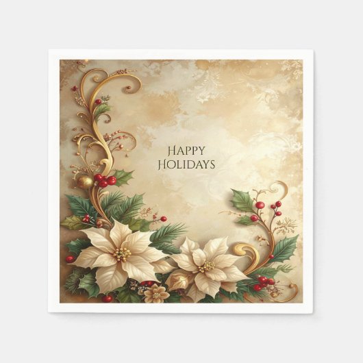En Papier Serviette de Noël Fleurs Fêtes (Devant)