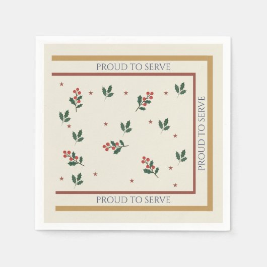 En Papier Serviette de Noël Militaire Fière de Servir (Devant)