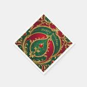 En Papier Serviette de Noël Rouge Vert Or (Coin)