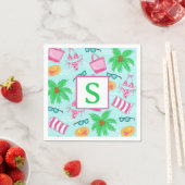 En Papier Serviette de plage préppy Bikini Palmier Monogramm (En situation)