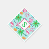 En Papier Serviette de plage préppy Bikini Palmier Monogramm (Coin)