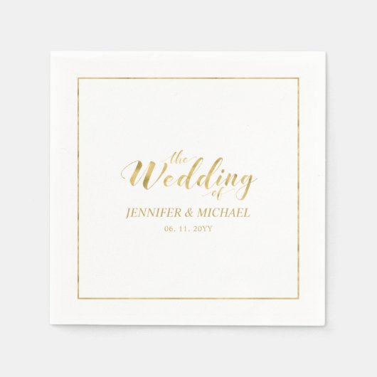 En Papier Serviette de réception de mariage avec écriture mo (Devant)
