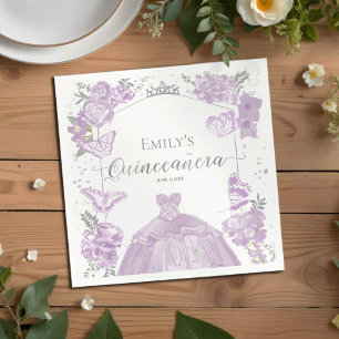 En Papier Serviette de serviettes de Quinceanera Robe de lav