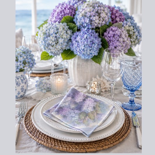 En Papier Serviette de table aquarelle Lilas Hydrangea