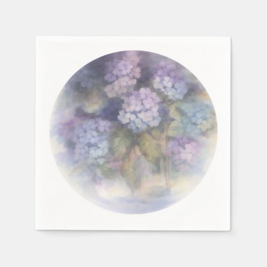 En Papier Serviette de table aquarelle Lilas Hydrangea (Devant)