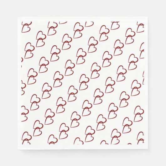 En Papier Serviette de table Coeurs rouges/Etendard blanc (Devant)