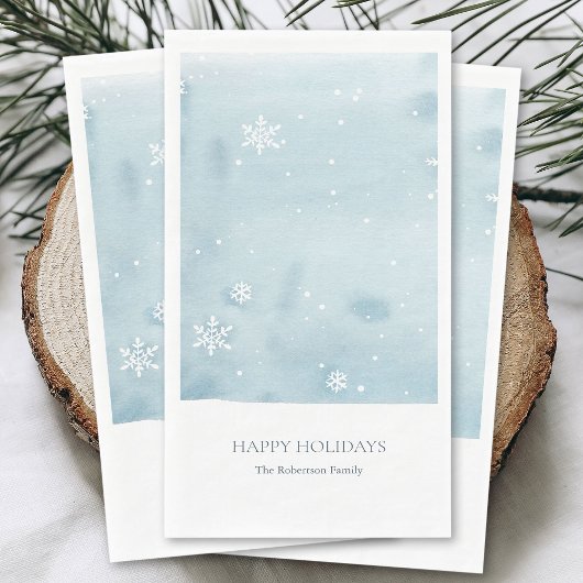 En Papier Serviette de table flocon de neige aquarelle bleu