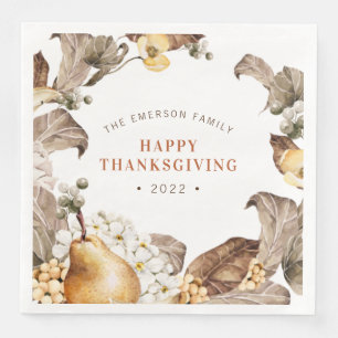 En Papier Serviette de table florale de Thanksgiving
